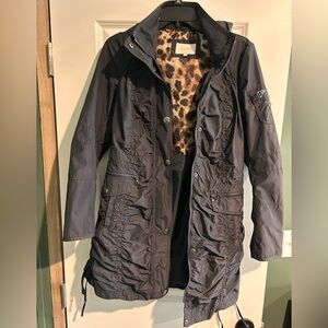 Women’s Black Parka Utility Jacket with Leopard print lining